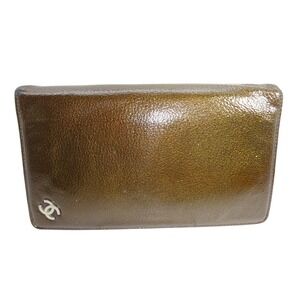 Chanel CoCo Mark Long‎ Bi Fold Wallet Bronze Leather CC Made in France